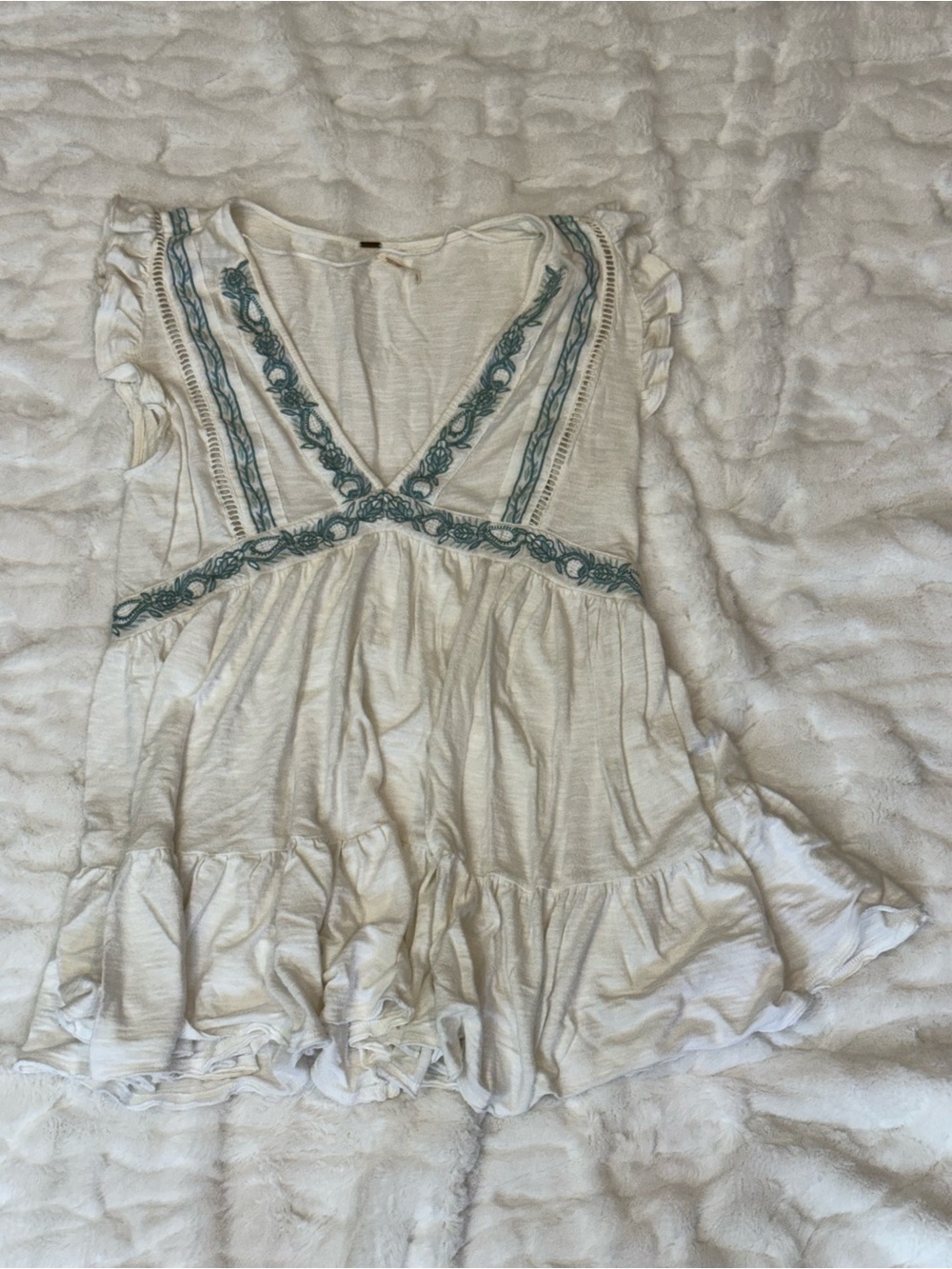 Free people tunic short sleeve ruffle top size small